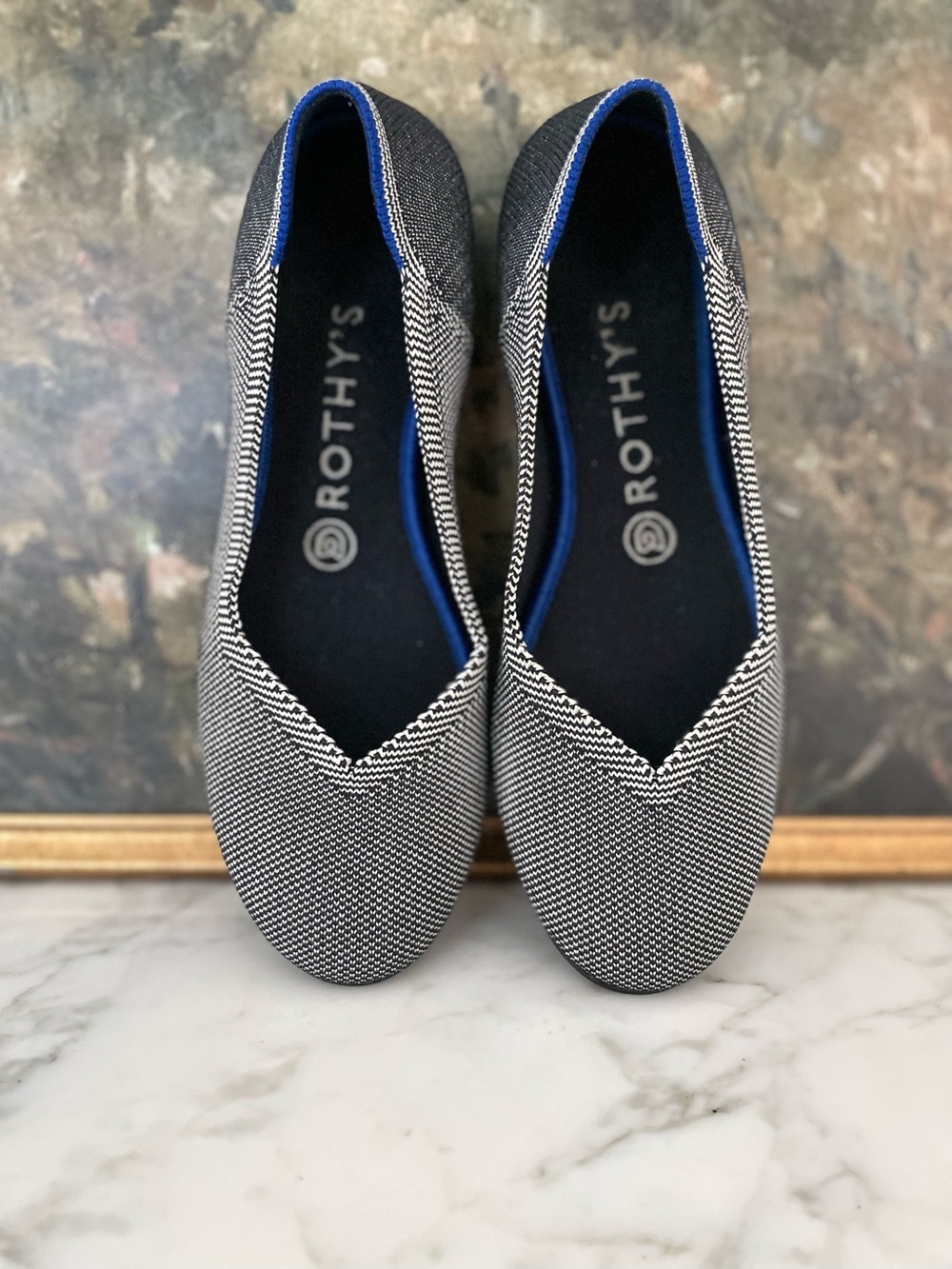 ROTHY'S The Flat Round Toe Ballet Flats Birdseye Gray Size 8 Womens